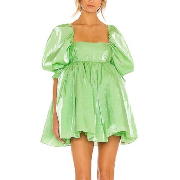 Selkie Dresses & Skirts - Selkie size medium Chic avocado Lime green Puff Sleeve Mini Dress cocktail party